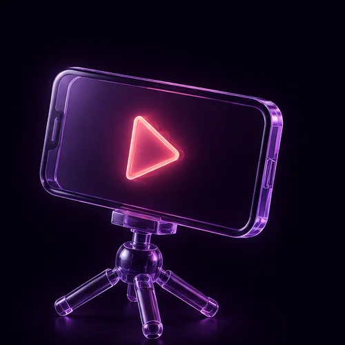 A smartphone on a recording tripod